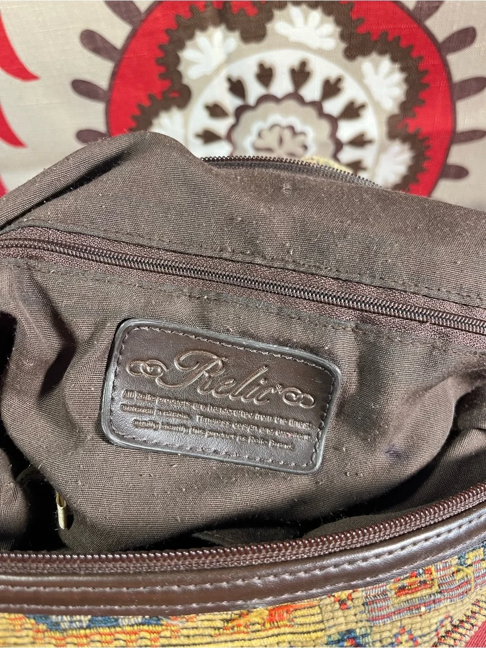Vintage Relic Tapestry Multicolor Earth Tone Shoulder Bag